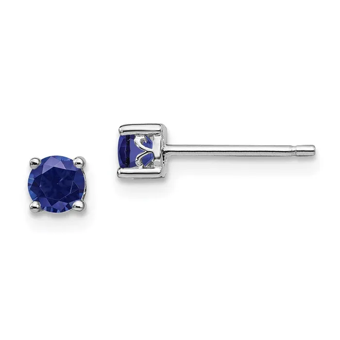 Earrings Sterling Silver Rhodiumplated 4mm Round Created Sapphire Post Earrings Goldia Earrings Sterling Silver Rhodiumplated 4mm Round Created Sapphire Post Earrings Goldia