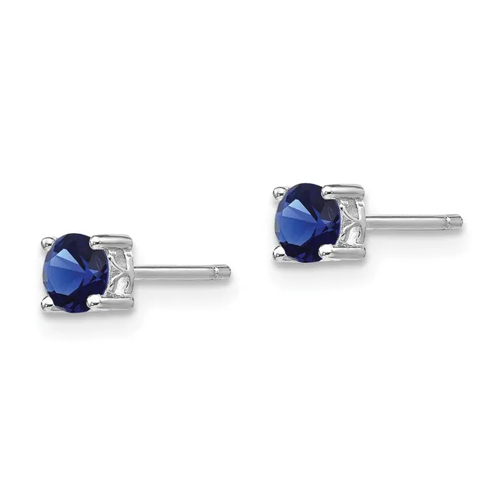 Earrings Sterling Silver Rhodiumplated 4mm Round Created Sapphire Post Earrings Goldia