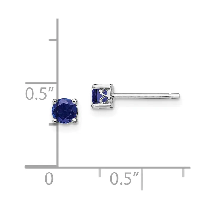 Earrings Sterling Silver Rhodiumplated 4mm Round Created Sapphire Post Earrings Goldia
