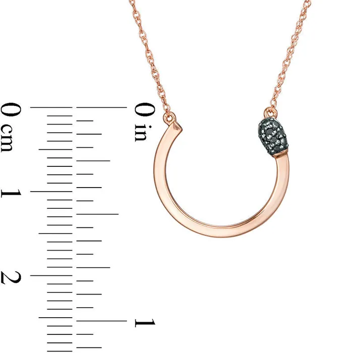 Enhanced Black Natural Diamond Accent Open Circle Matchstick Necklace in 10K Rose Gold Goldia Necklaces Enhanced Black Natural Diamond Accent Open Circle Matchstick Necklace in 10K Rose Gold Goldia Necklaces
