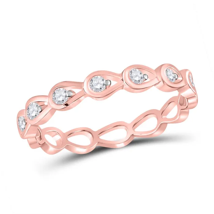 gndatlanta 10k Rose Gold Round Diamond Stackable Band Ring 15 Cttw Rings gndatlanta 10k Rose Gold Round Diamond Stackable Band Ring 15 Cttw Rings