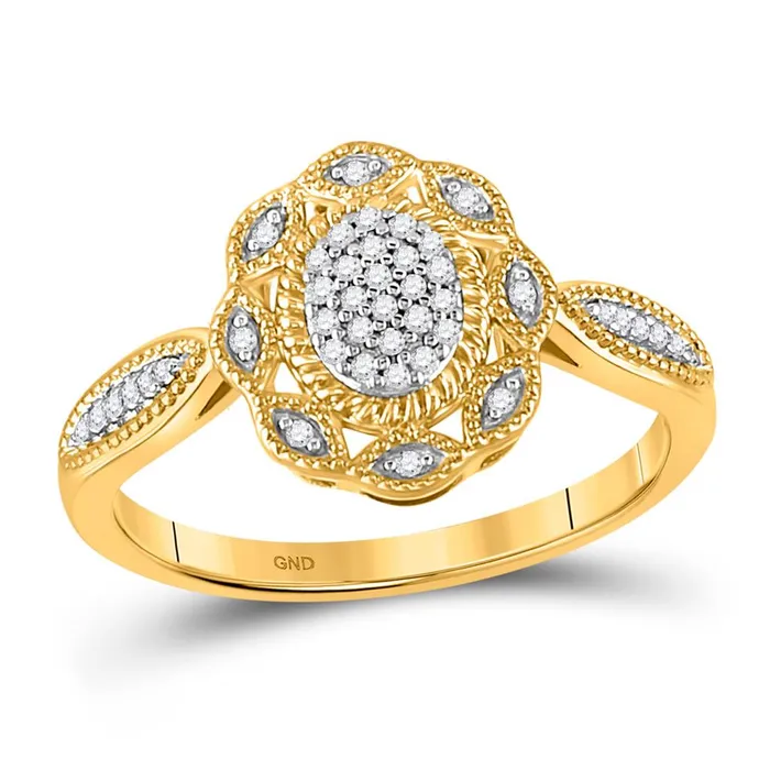 gndatlanta 10k Yellow Gold Round Diamond Oval Cluster Ring 18 Cttw Rings gndatlanta 10k Yellow Gold Round Diamond Oval Cluster Ring 18 Cttw Rings