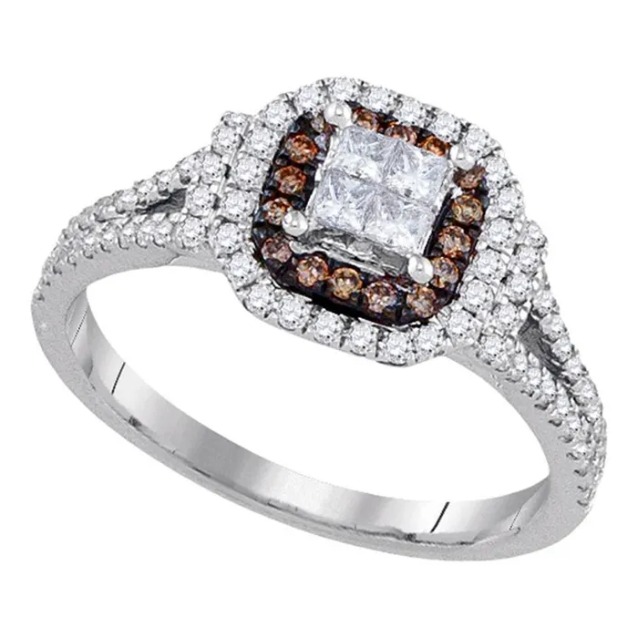 gndatlanta 14k White Gold Princess Diamond Cluster Bridal Engagement Ring 58 Cttw Rings gndatlanta 14k White Gold Princess Diamond Cluster Bridal Engagement Ring 58 Cttw Rings