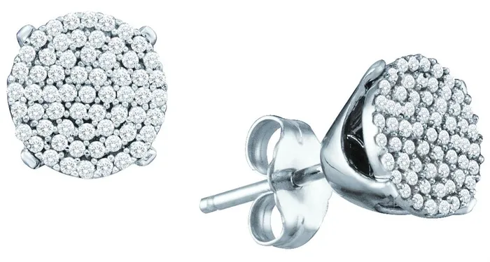 gndatlanta 14k White Gold Round Diamond Circle Cluster Stud Earrings 13 Cttw Earrings gndatlanta 14k White Gold Round Diamond Circle Cluster Stud Earrings 13 Cttw Earrings