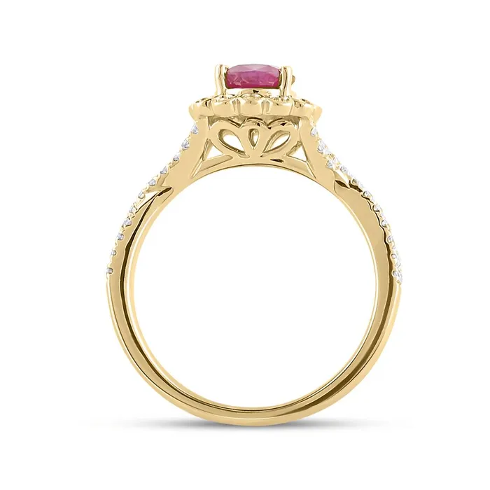 gndatlanta 14k Yellow Gold Pear Ruby Diamond Solitaire Ring 178 Cttw Rings