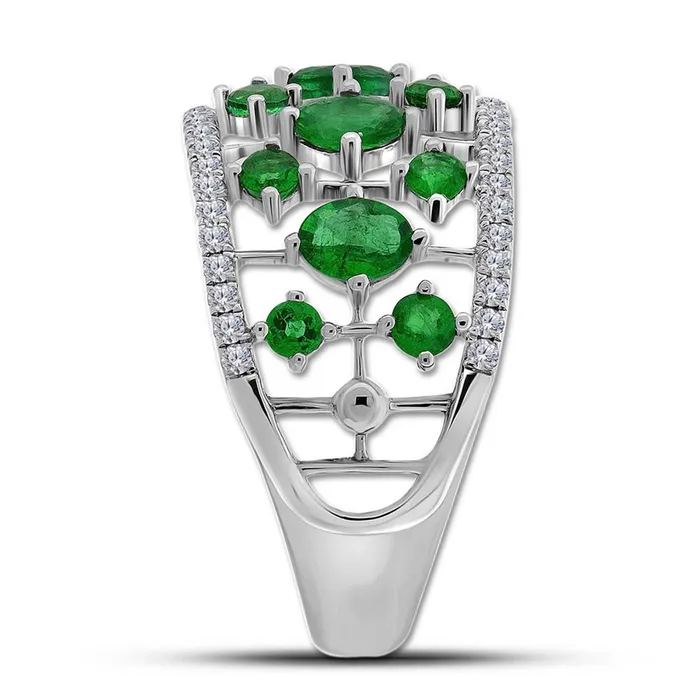 gndatlanta 18k White Gold Oval Emerald Fashion Ring 158 Cttw Rings