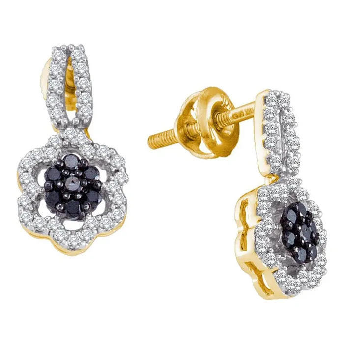 gndatlanta Earrings 10k Yellow Gold Round Black Diamond Dangle Earrings 13 Cttw gndatlanta Earrings 10k Yellow Gold Round Black Diamond Dangle Earrings 13 Cttw
