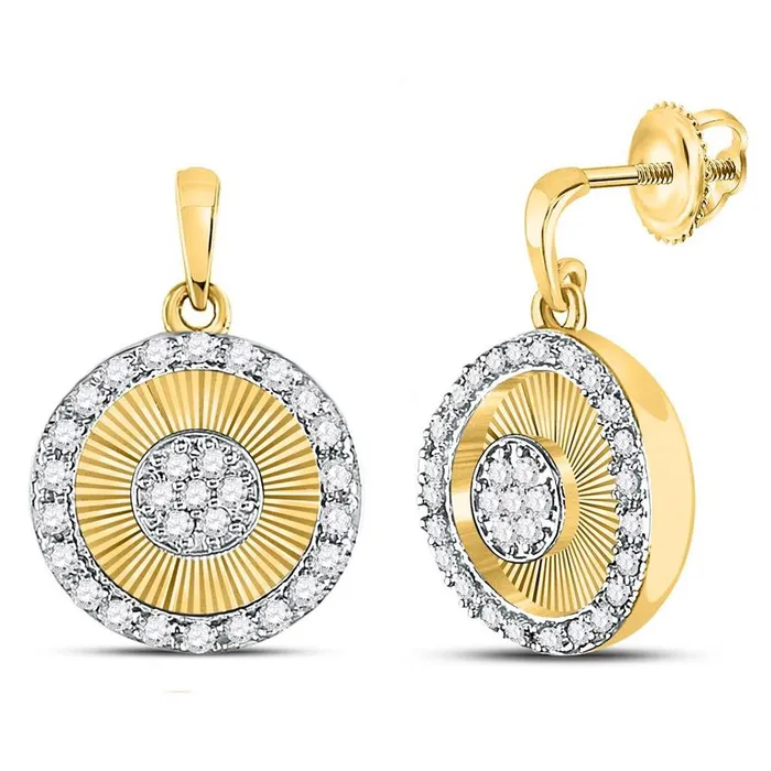 gndatlanta Earrings 10k Yellow Gold Round Diamond Circle Dangle Earrings 14 Cttw gndatlanta Earrings 10k Yellow Gold Round Diamond Circle Dangle Earrings 14 Cttw