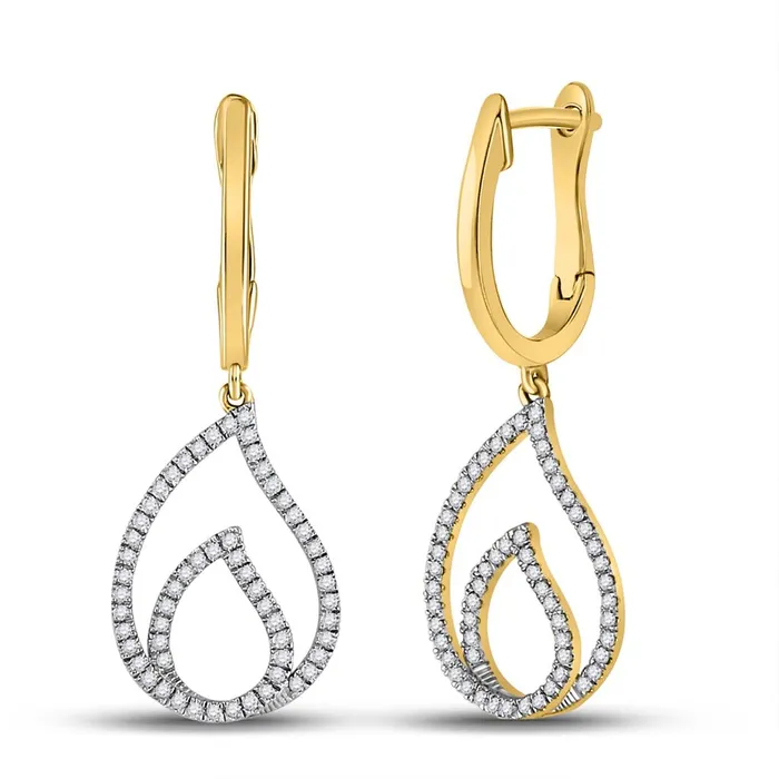 gndatlanta Earrings 10k Yellow Gold Round Diamond Teardrop Dangle Earrings 13 Cttw gndatlanta Earrings 10k Yellow Gold Round Diamond Teardrop Dangle Earrings 13 Cttw