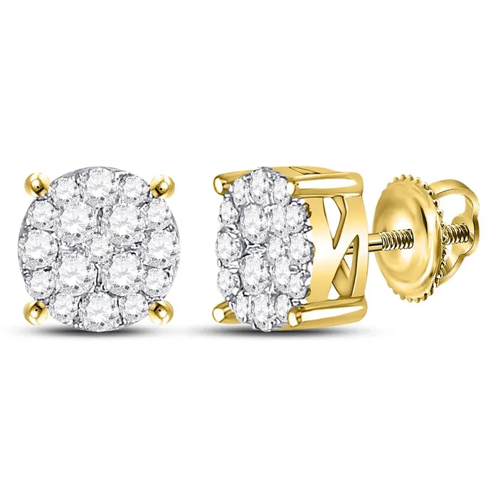 gndatlanta Earrings 10kt Yellow Gold Round Diamond Circle Cluster Earrings 58 Cttw gndatlanta Earrings 10kt Yellow Gold Round Diamond Circle Cluster Earrings 58 Cttw