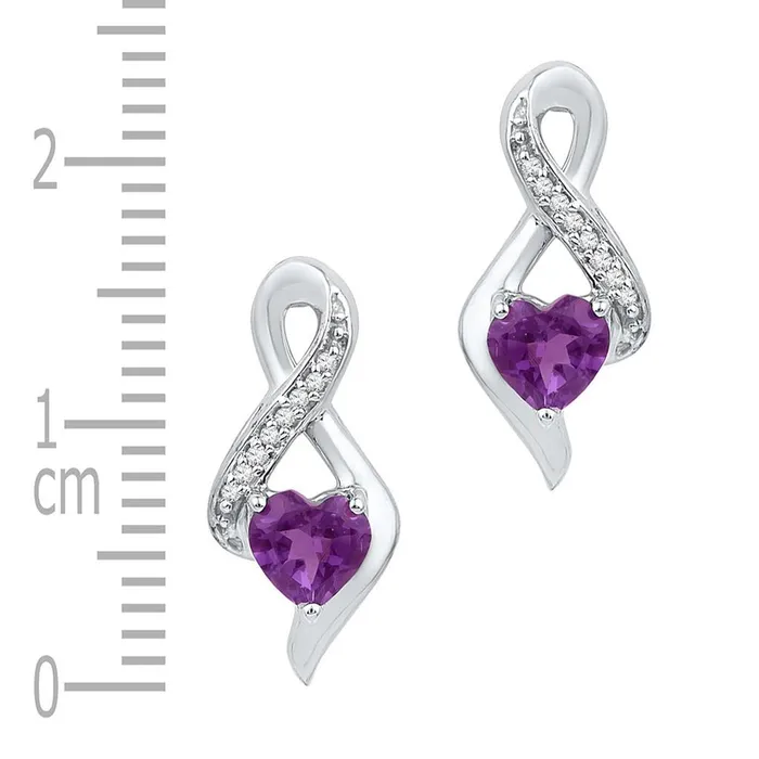 gndatlanta Earrings 14k White Gold Heart Amethyst Diamond Fashion Earrings 120 Cttw gndatlanta Earrings 14k White Gold Heart Amethyst Diamond Fashion Earrings 120 Cttw