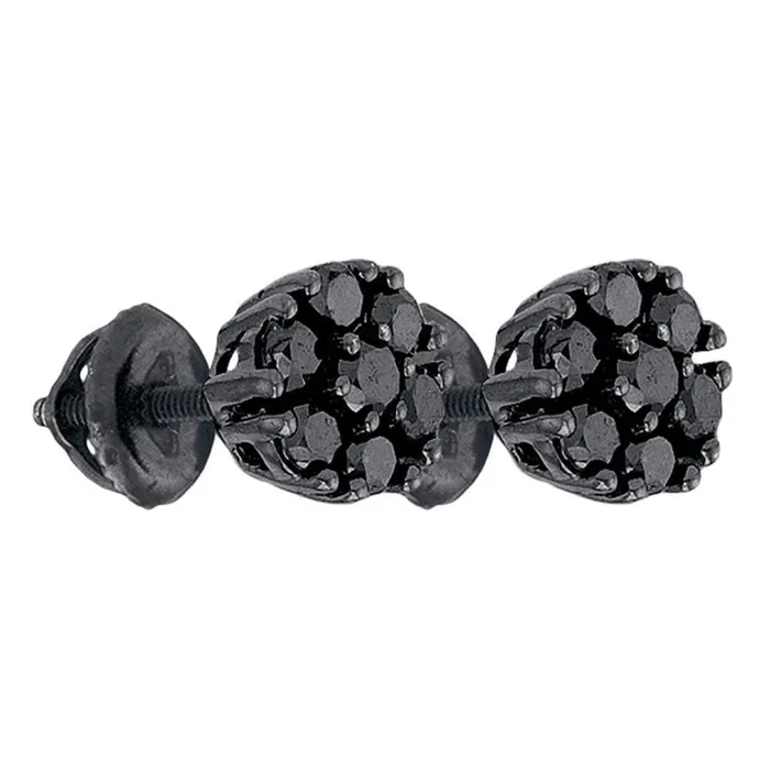 gndatlanta Earrings Blackfinish Sterling Silver Black Diamond Cluster Earrings 1 Cttw gndatlanta Earrings Blackfinish Sterling Silver Black Diamond Cluster Earrings 1 Cttw