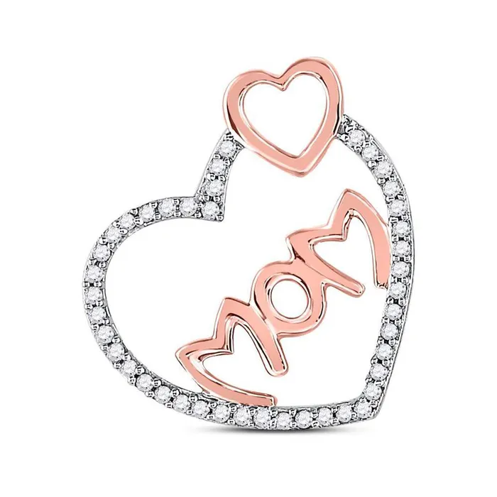gndatlanta Necklaces 10k Rose Gold Round Diamond Mom Heart Pendant 15 Cttw gndatlanta Necklaces 10k Rose Gold Round Diamond Mom Heart Pendant 15 Cttw
