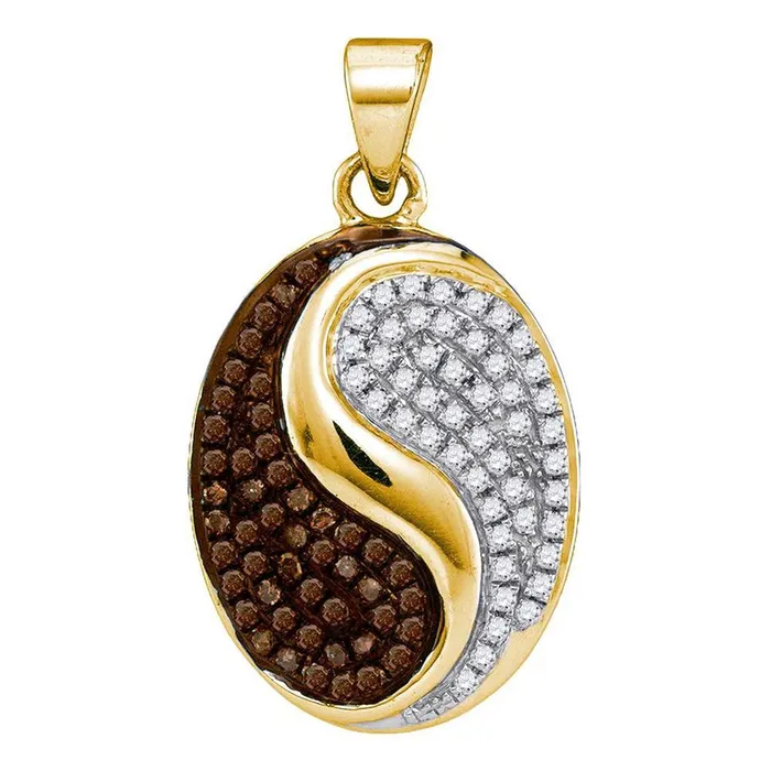 gndatlanta Necklaces 10k Yellow Gold Brown Diamond Oval Yin Yang Tao Pendant 13 Cttw gndatlanta Necklaces 10k Yellow Gold Brown Diamond Oval Yin Yang Tao Pendant 13 Cttw