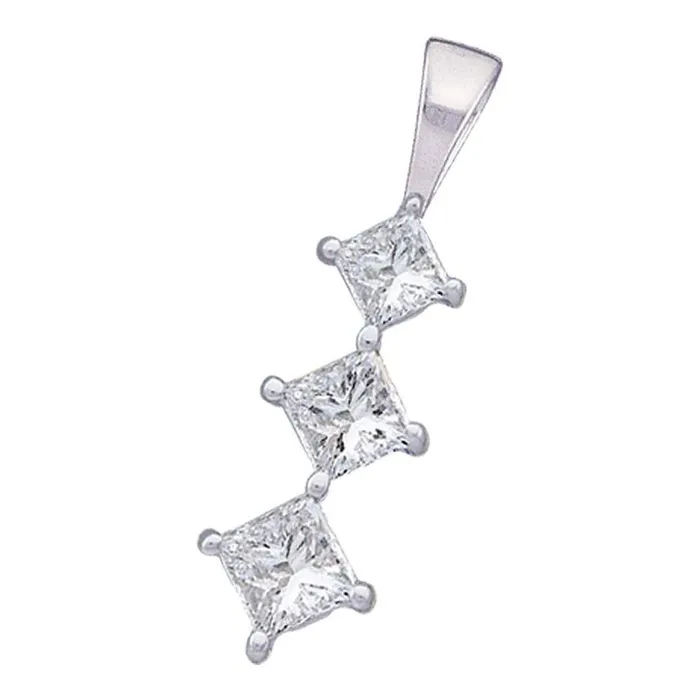 gndatlanta Necklaces 14k White Gold Diamond 3stone Fashion Pendant 1 Cttw gndatlanta Necklaces 14k White Gold Diamond 3stone Fashion Pendant 1 Cttw