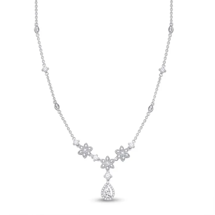gndatlanta Necklaces 14k White Gold Pear Diamond Flower Teardrop Necklace 78 Cttw Certified gndatlanta Necklaces 14k White Gold Pear Diamond Flower Teardrop Necklace 78 Cttw Certified