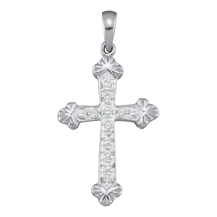 gndatlanta Necklaces 14k White Gold Round Diamond Cross Religious Pendant 16 Cttw gndatlanta Necklaces 14k White Gold Round Diamond Cross Religious Pendant 16 Cttw