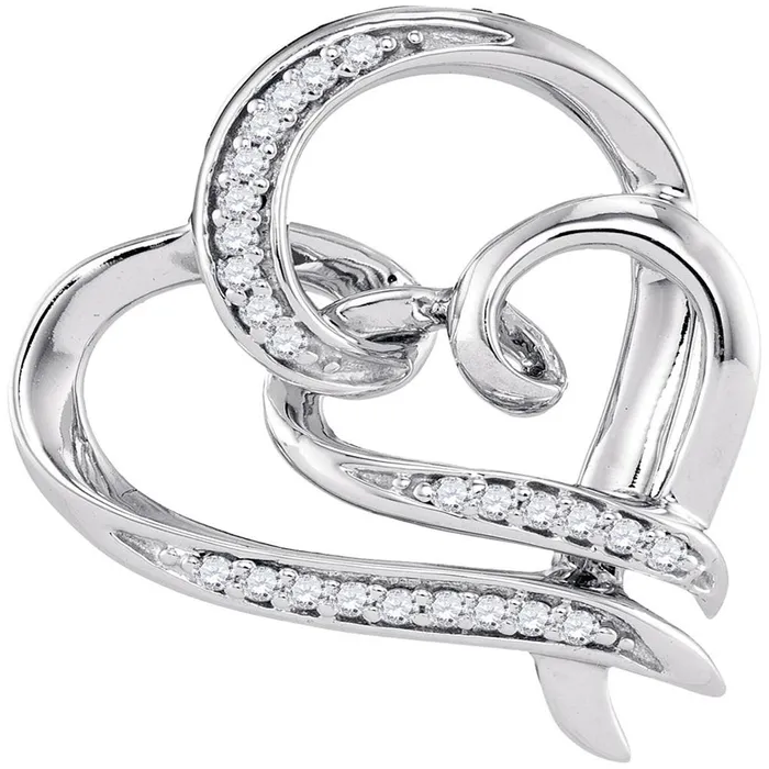 gndatlanta Necklaces 14k White Gold Round Diamond Linked Double Heart Pendant 110 Cttw gndatlanta Necklaces 14k White Gold Round Diamond Linked Double Heart Pendant 110 Cttw