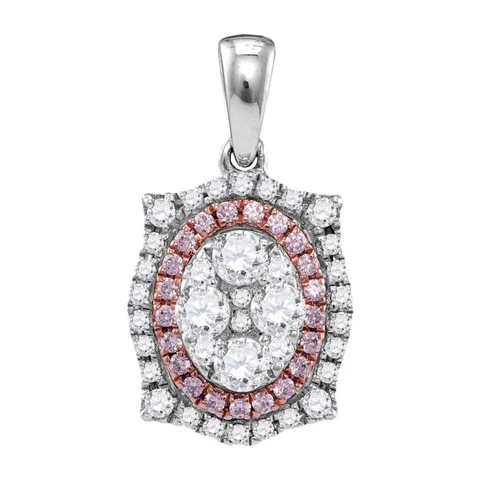 gndatlanta Necklaces 14k White Gold Round Pink Diamond Fashion Oval Pendant 78 Cttw gndatlanta Necklaces 14k White Gold Round Pink Diamond Fashion Oval Pendant 78 Cttw
