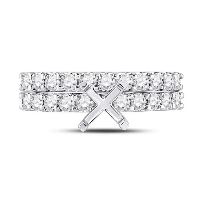 gndatlanta PreStyled Sets 18k White Gold Round Diamond 1 Ct Princess Center Bridal SemiMount Set 1 Cttw