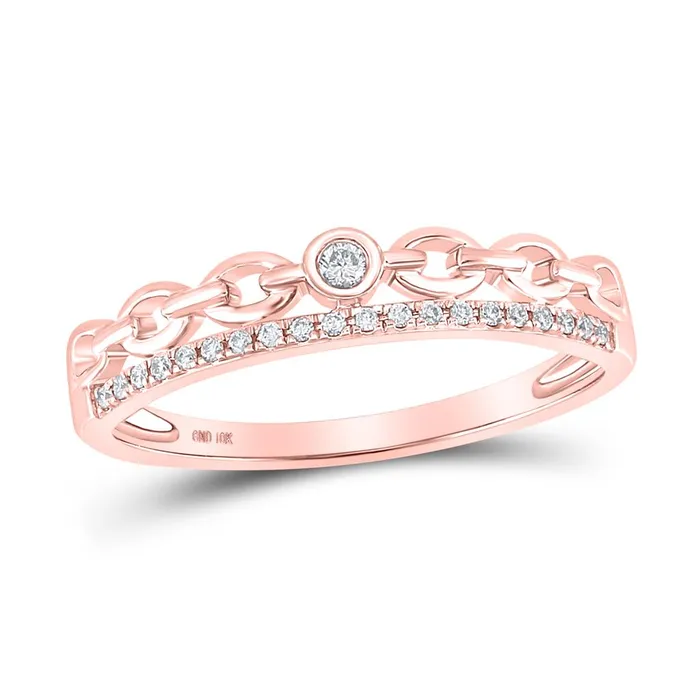 gndatlanta Rings 10k Rose Gold Round Diamond Rolo Link Stackable Band Ring 112 Cttw gndatlanta Rings 10k Rose Gold Round Diamond Rolo Link Stackable Band Ring 112 Cttw
