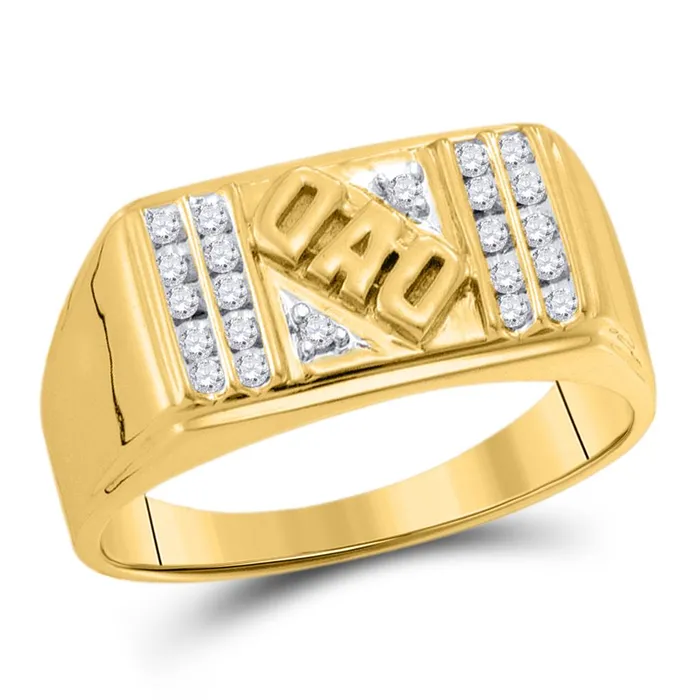 gndatlanta Rings 10k Yellow Gold Round Diamond Dad Father Ring 18 Cttw