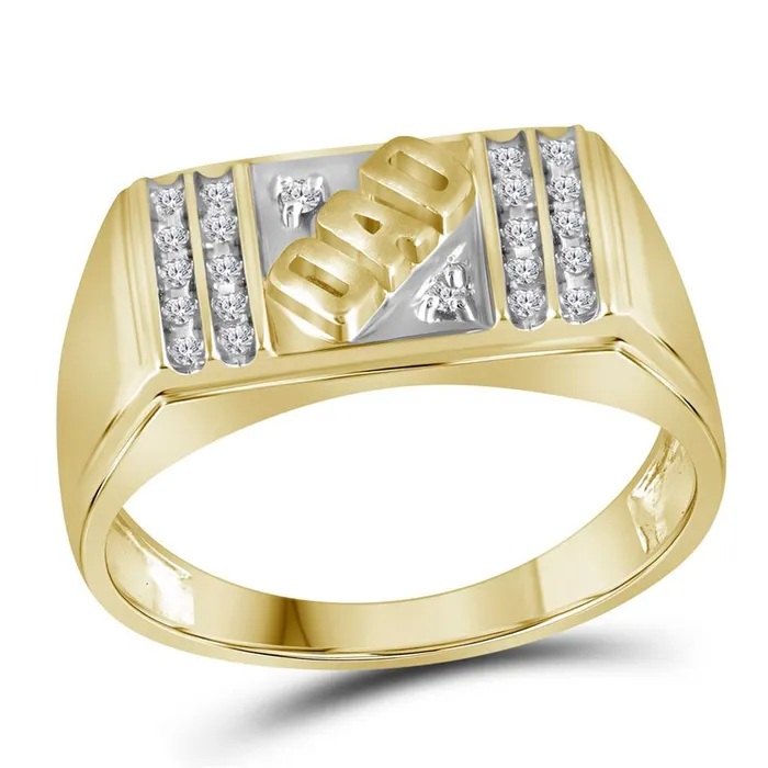 gndatlanta Rings 10k Yellow Gold Round Diamond Dad Father Ring 18 Cttw