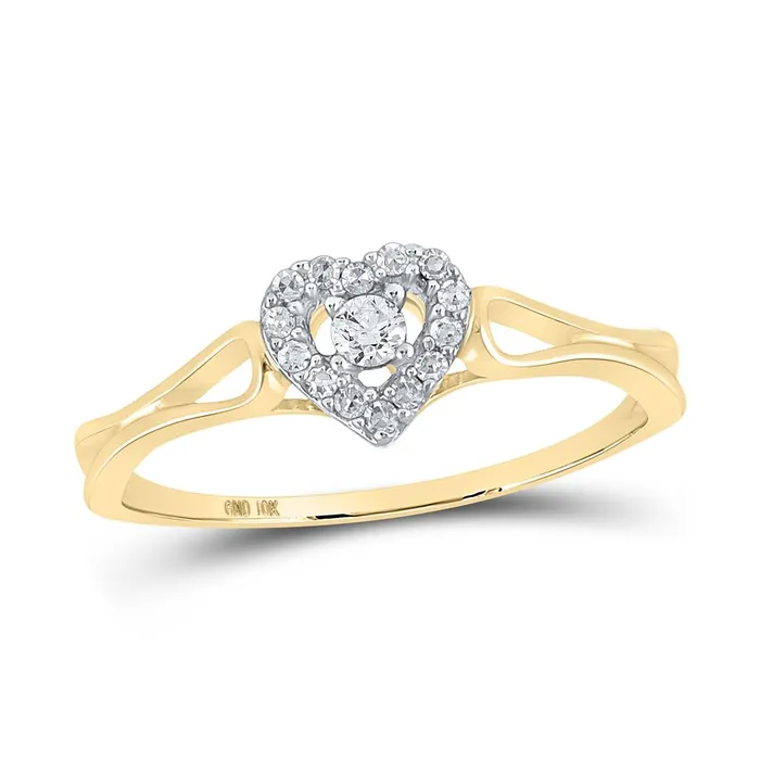 gndatlanta Rings 10k Yellow Gold Round Diamond Heart Promise Ring 18 Cttw gndatlanta Rings 10k Yellow Gold Round Diamond Heart Promise Ring 18 Cttw