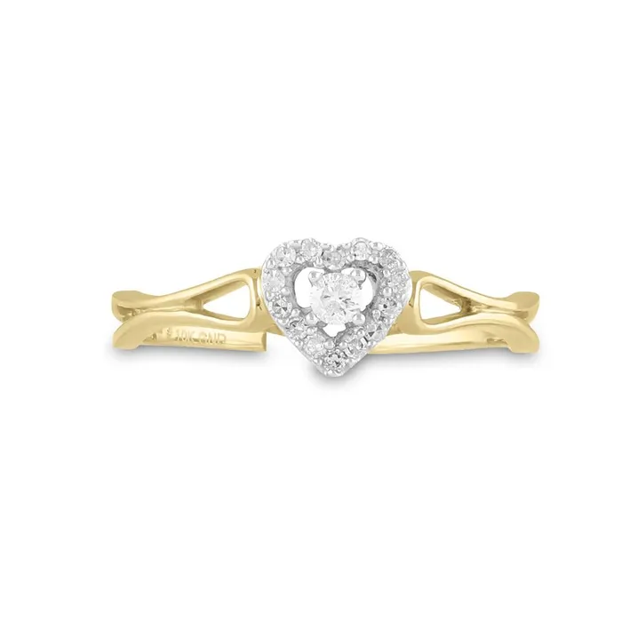 gndatlanta Rings 10k Yellow Gold Round Diamond Heart Promise Ring 18 Cttw