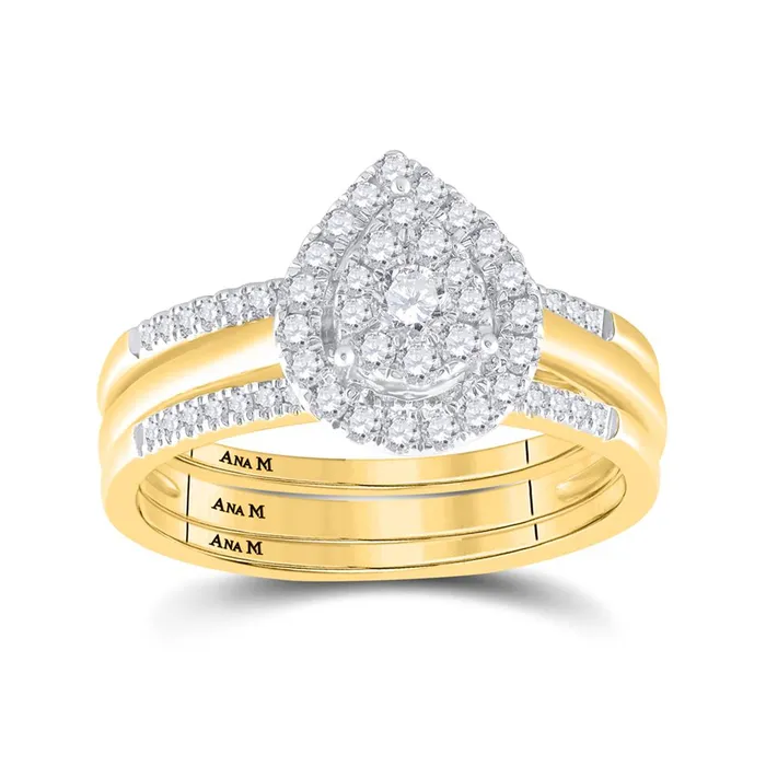 gndatlanta Rings 10k Yellow Gold Round Diamond Teardrop Cluster Bridal Wedding Ring Set 12 Cttw gndatlanta Rings 10k Yellow Gold Round Diamond Teardrop Cluster Bridal Wedding Ring Set 12 Cttw