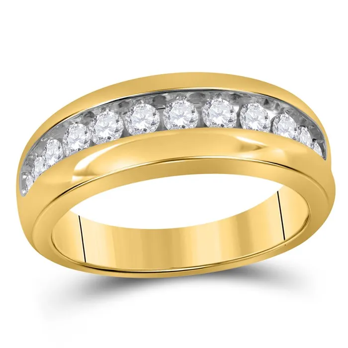 gndatlanta Rings 10k Yellow Gold Round Diamond Wedding Single Row Band Ring 1 Cttw