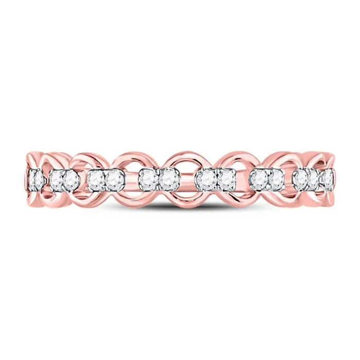 gndatlanta Rings 10kt Rose Gold Round Diamond Link Stackable Band Ring 18 Cttw