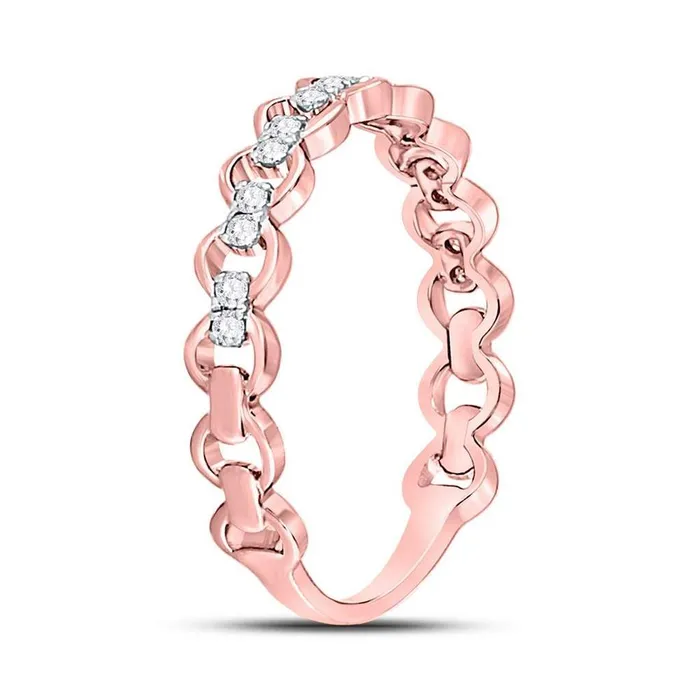 gndatlanta Rings 10kt Rose Gold Round Diamond Link Stackable Band Ring 18 Cttw