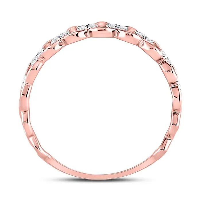 gndatlanta Rings 10kt Rose Gold Round Diamond Link Stackable Band Ring 18 Cttw
