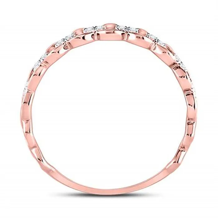 gndatlanta Rings 10kt Rose Gold Round Diamond Link Stackable Band Ring 18 Cttw