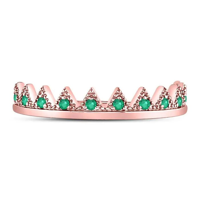 gndatlanta Rings 10kt Rose Gold Round Emerald Chevron Stackable Band Ring 110 Cttw