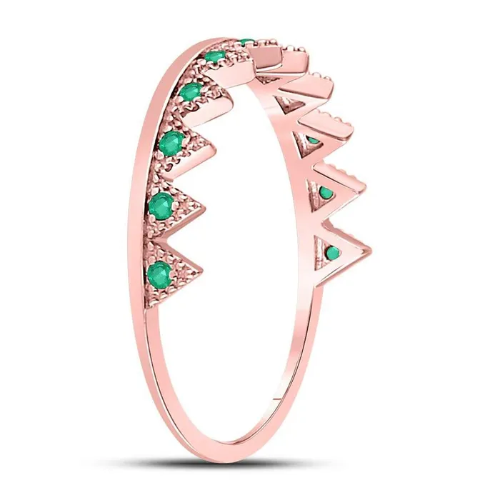 gndatlanta Rings 10kt Rose Gold Round Emerald Chevron Stackable Band Ring 110 Cttw