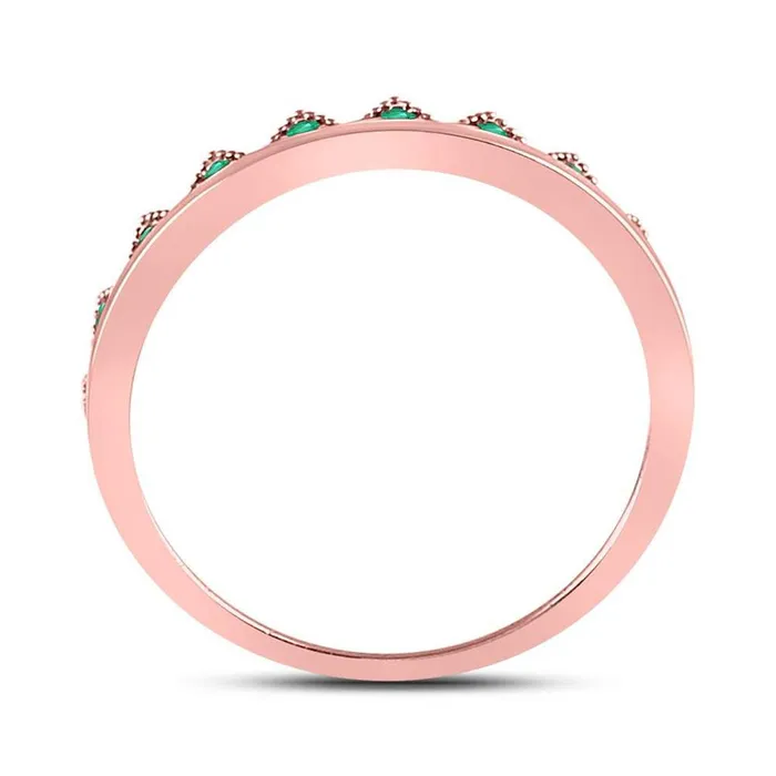 gndatlanta Rings 10kt Rose Gold Round Emerald Chevron Stackable Band Ring 110 Cttw