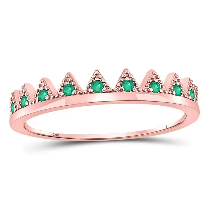 gndatlanta Rings 10kt Rose Gold Round Emerald Chevron Stackable Band Ring 110 Cttw