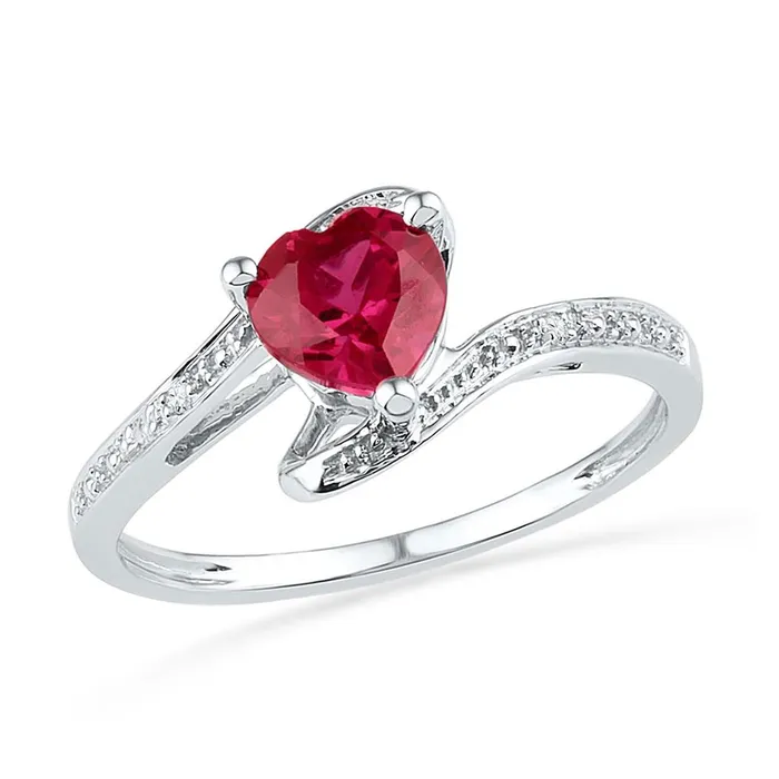 gndatlanta Rings 14k White Gold Heart Created Ruby Solitaire Ring 1 Cttw Size 5 gndatlanta Rings 14k White Gold Heart Created Ruby Solitaire Ring 1 Cttw Size 5