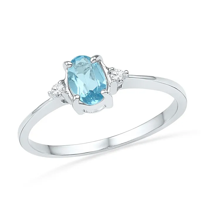 gndatlanta Rings 14k White Gold Oval Created Blue Topaz Solitaire Diamond Ring 1 Cttw gndatlanta Rings 14k White Gold Oval Created Blue Topaz Solitaire Diamond Ring 1 Cttw