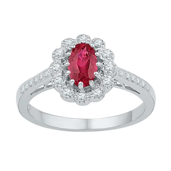 gndatlanta Rings 14k White Gold Oval Created Ruby Diamond Solitaire Ring 1 Cttw gndatlanta Rings 14k White Gold Oval Created Ruby Diamond Solitaire Ring 1 Cttw