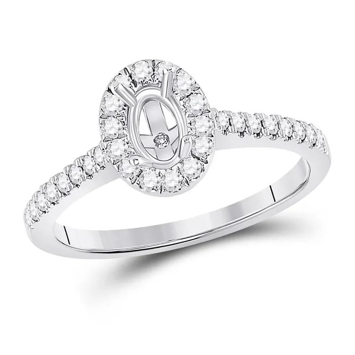 gndatlanta Rings 14k White Gold Round Diamond 12 Ct Oval Center Bridal SemiMount Ring 13 Cttw gndatlanta Rings 14k White Gold Round Diamond 12 Ct Oval Center Bridal SemiMount Ring 13 Cttw
