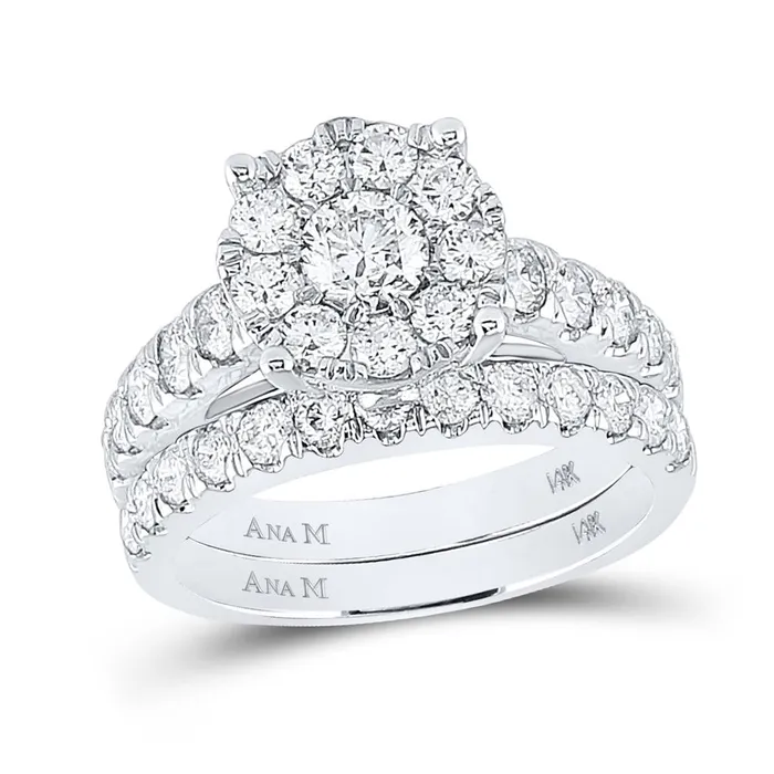 gndatlanta Rings 14k White Gold Round Diamond Bridal Wedding Ring Set 2 Cttw Certified gndatlanta Rings 14k White Gold Round Diamond Bridal Wedding Ring Set 2 Cttw Certified