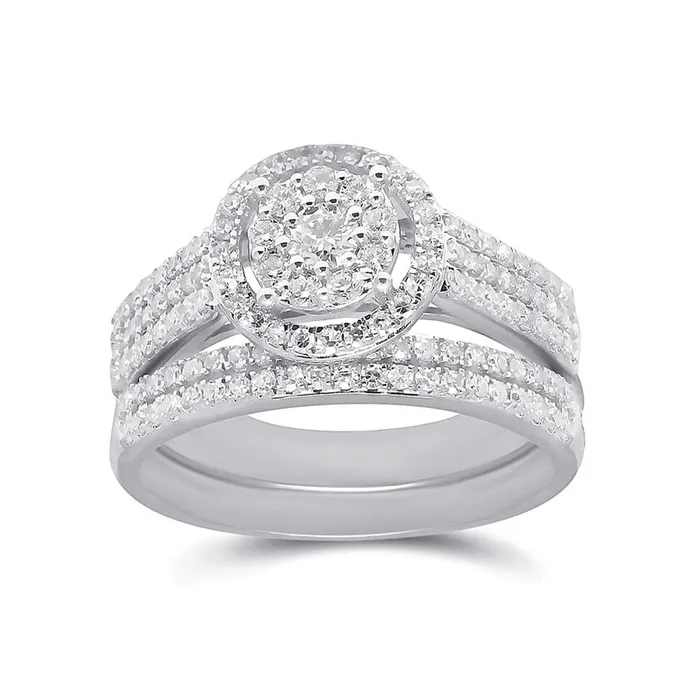 gndatlanta Rings 14k White Gold Round Diamond Bridal Wedding Ring Set 34 Cttw