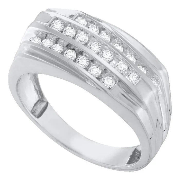 gndatlanta Rings 14k White Gold Round Diamond ChannelSet Fashion Ring 12 Cttw gndatlanta Rings 14k White Gold Round Diamond ChannelSet Fashion Ring 12 Cttw