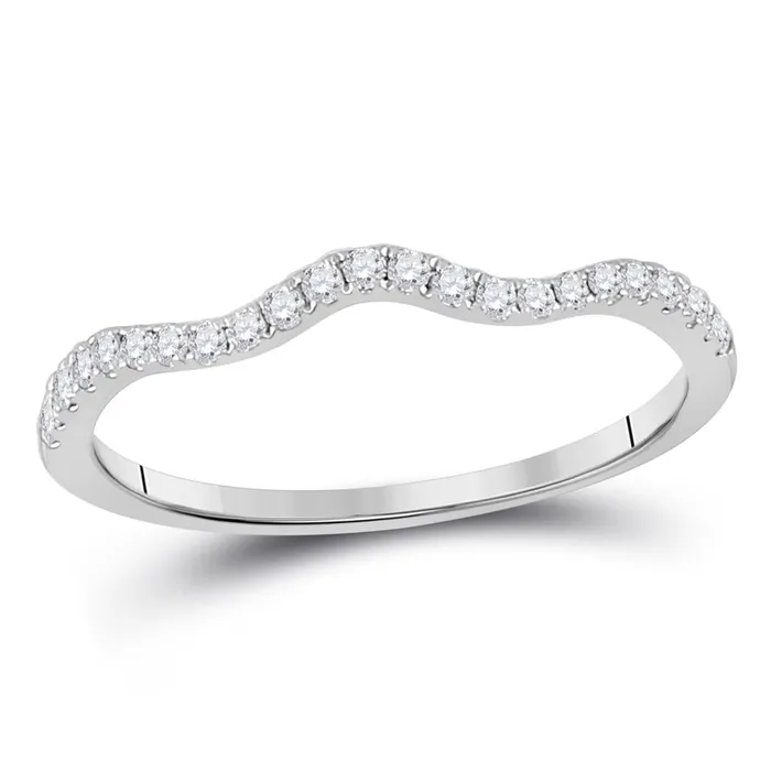 gndatlanta Rings 14k White Gold Round Diamond Contoured Stackable Band Ring 15 Cttw gndatlanta Rings 14k White Gold Round Diamond Contoured Stackable Band Ring 15 Cttw