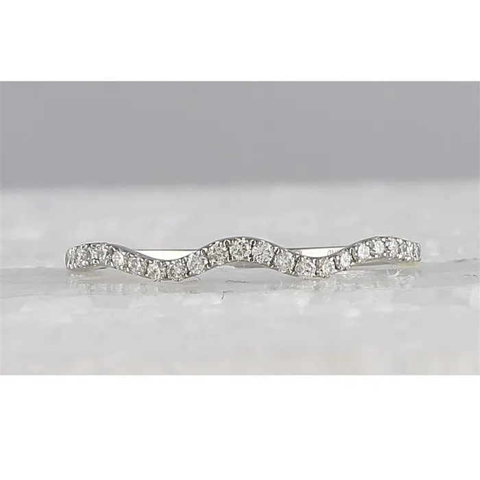 gndatlanta Rings 14k White Gold Round Diamond Contoured Stackable Band Ring 15 Cttw
