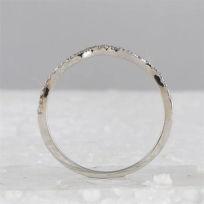 gndatlanta Rings 14k White Gold Round Diamond Contoured Stackable Band Ring 15 Cttw