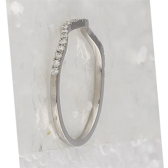 gndatlanta Rings 14k White Gold Round Diamond Contoured Stackable Band Ring 15 Cttw
